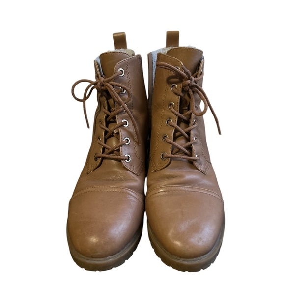 ALDO Brown Leather Lace-Up Boots - Picture 1 of 5